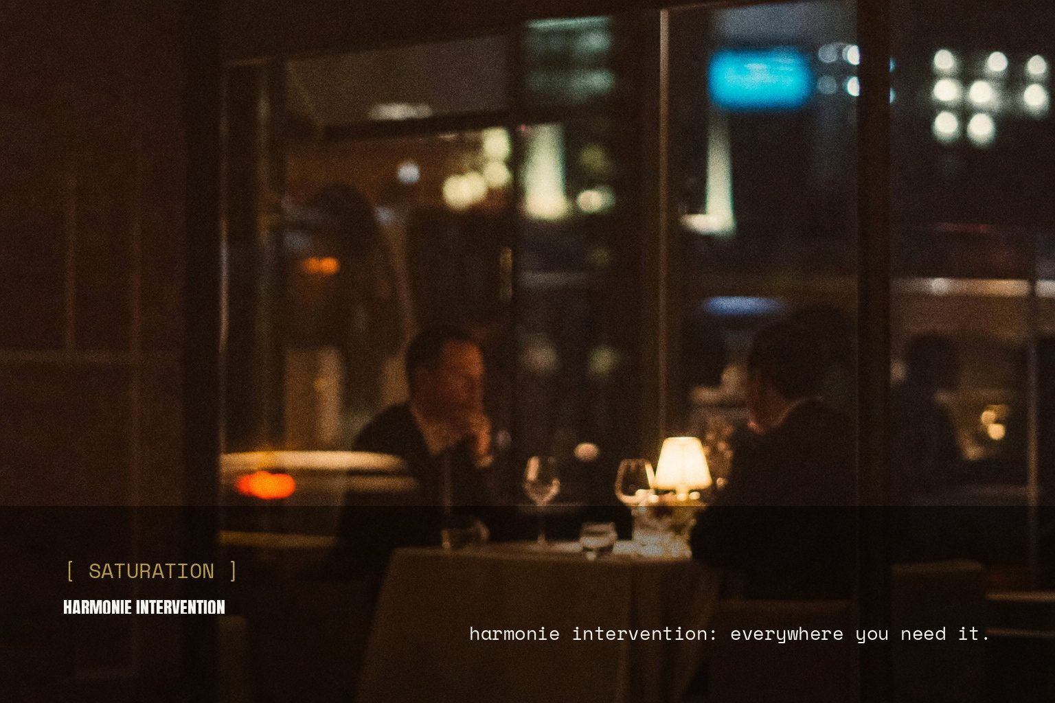 Harmonie campaign artwork at night