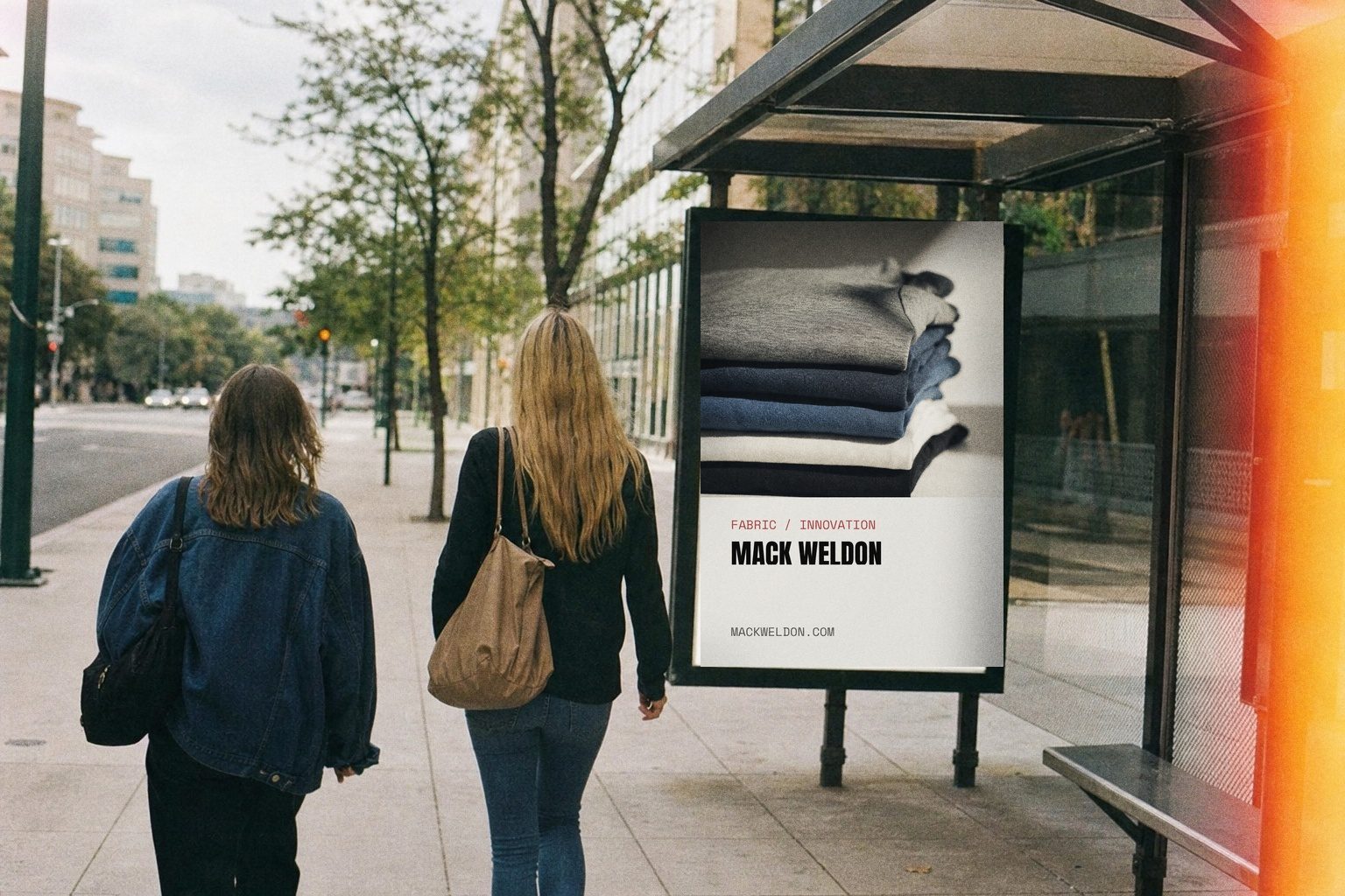 Mack Weldon poster in a bus shelter