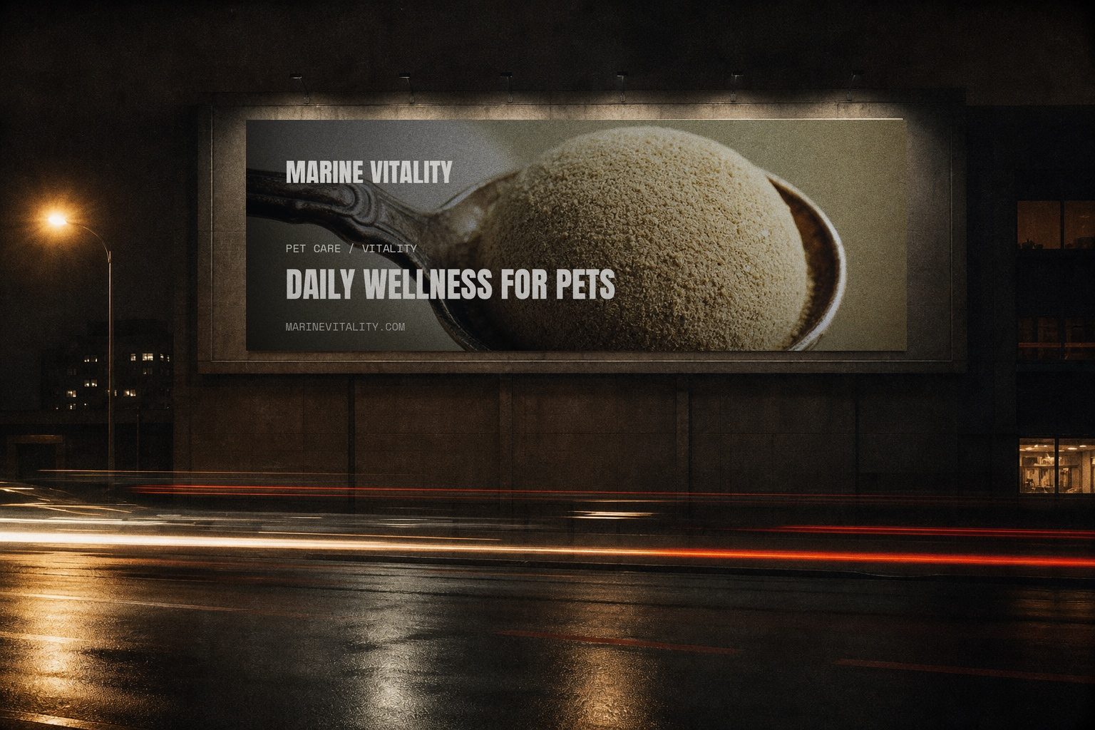 Marine Vitality night billboard campaign render