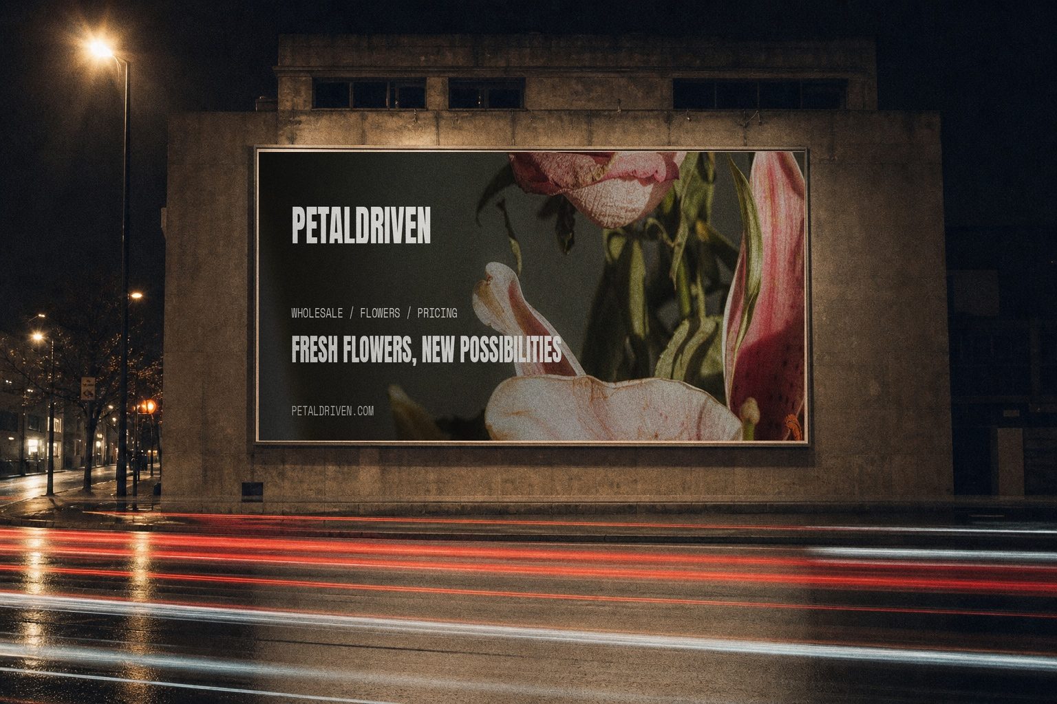 PetalDriven night billboard campaign render