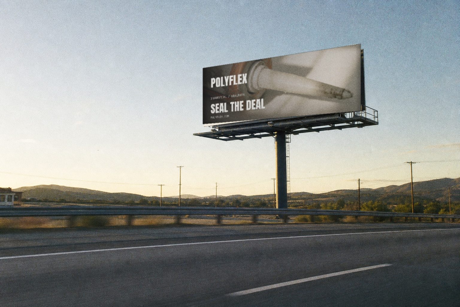 Polyflex campaign render — highway billboard