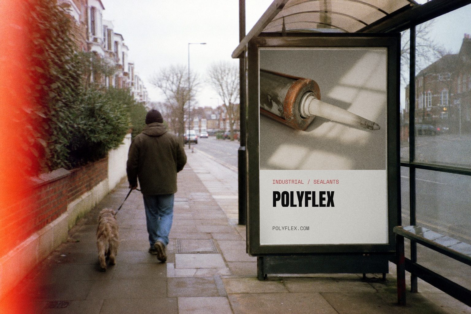 Polyflex campaign render — bus shelter poster