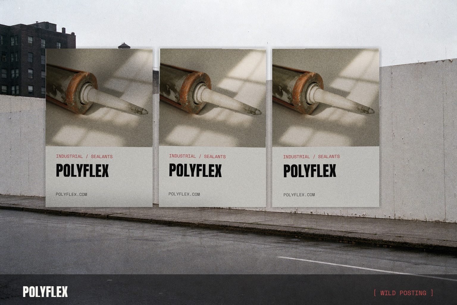 Polyflex campaign render — wild posting wall