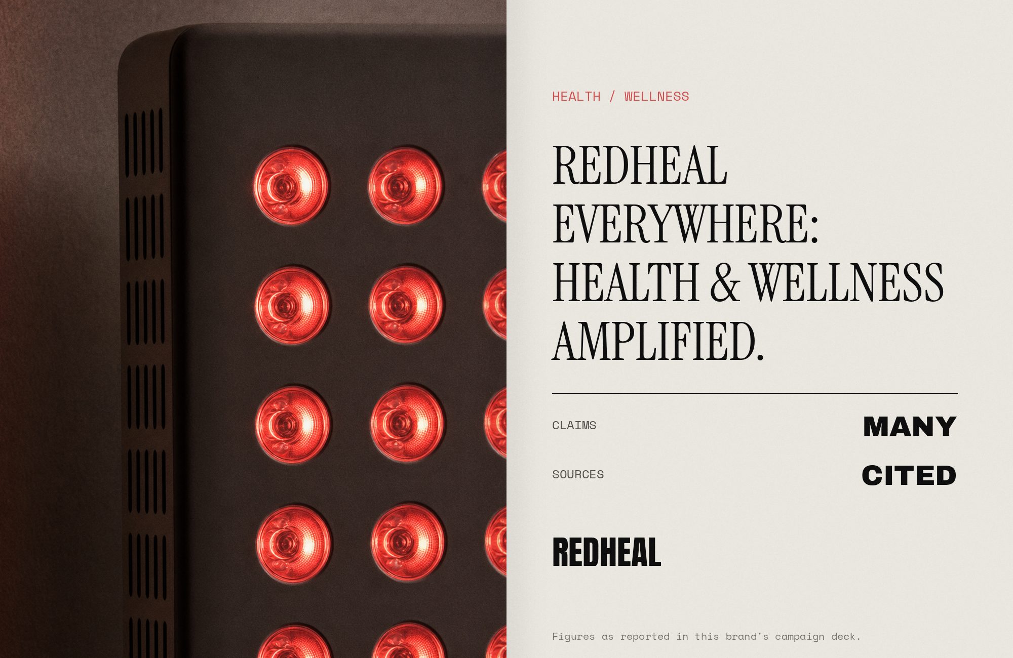 Redheal campaign render — press spread
