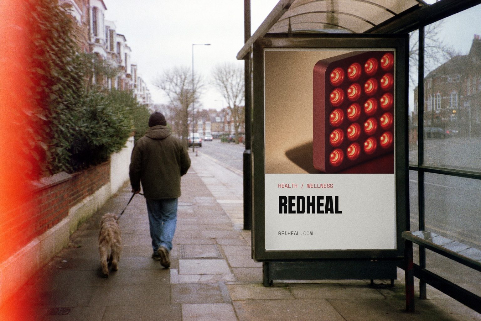 Redheal campaign render — bus shelter poster