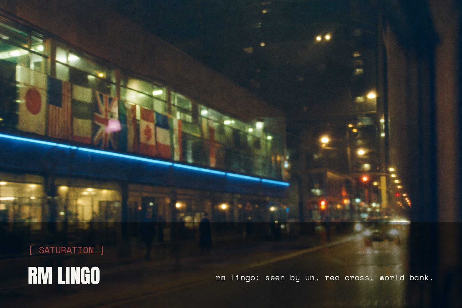 RM Lingo campaign render — blurred night street scene