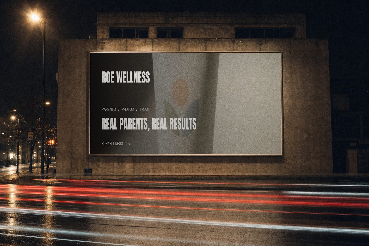 Roe Wellness night billboard campaign render