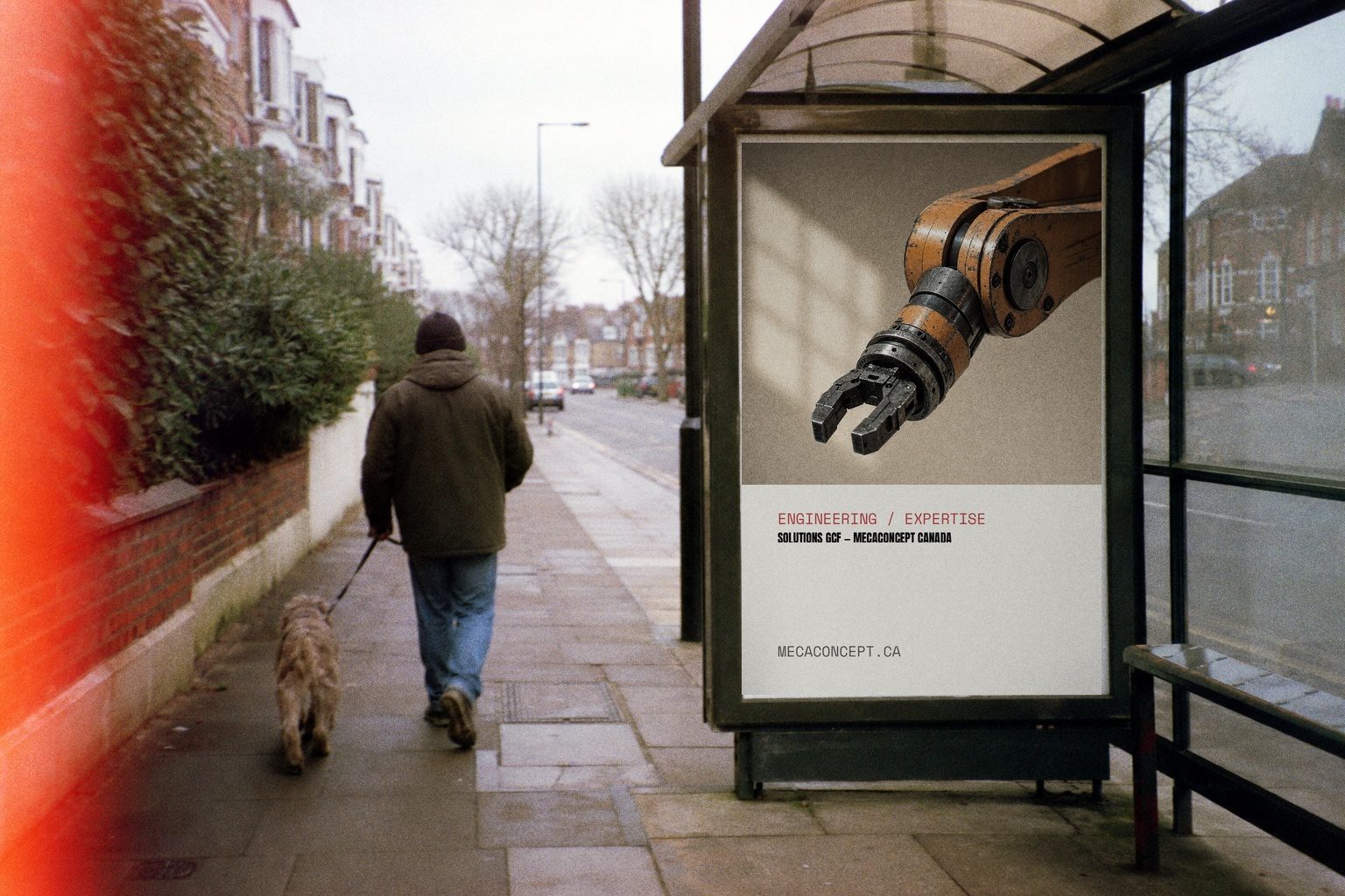Mecaconcept campaign render — bus shelter poster