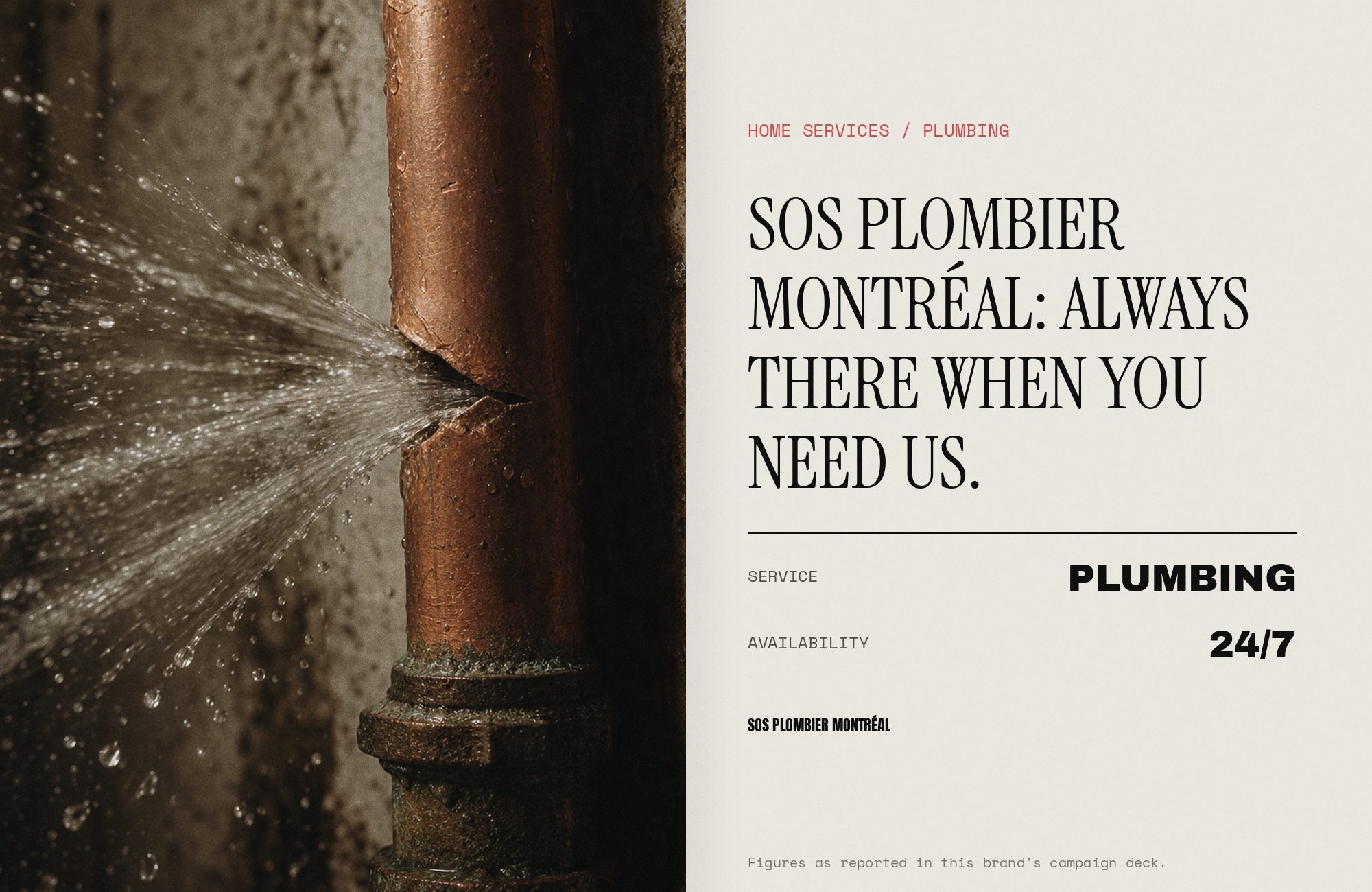 SOS Plombier campaign render — press spread
