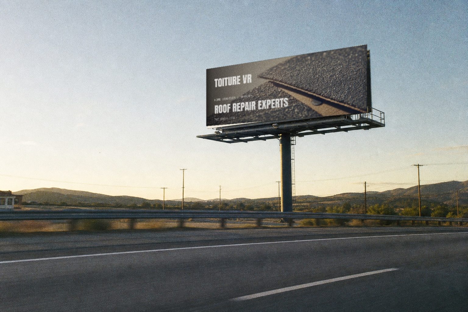 Toiture VR campaign render — highway billboard