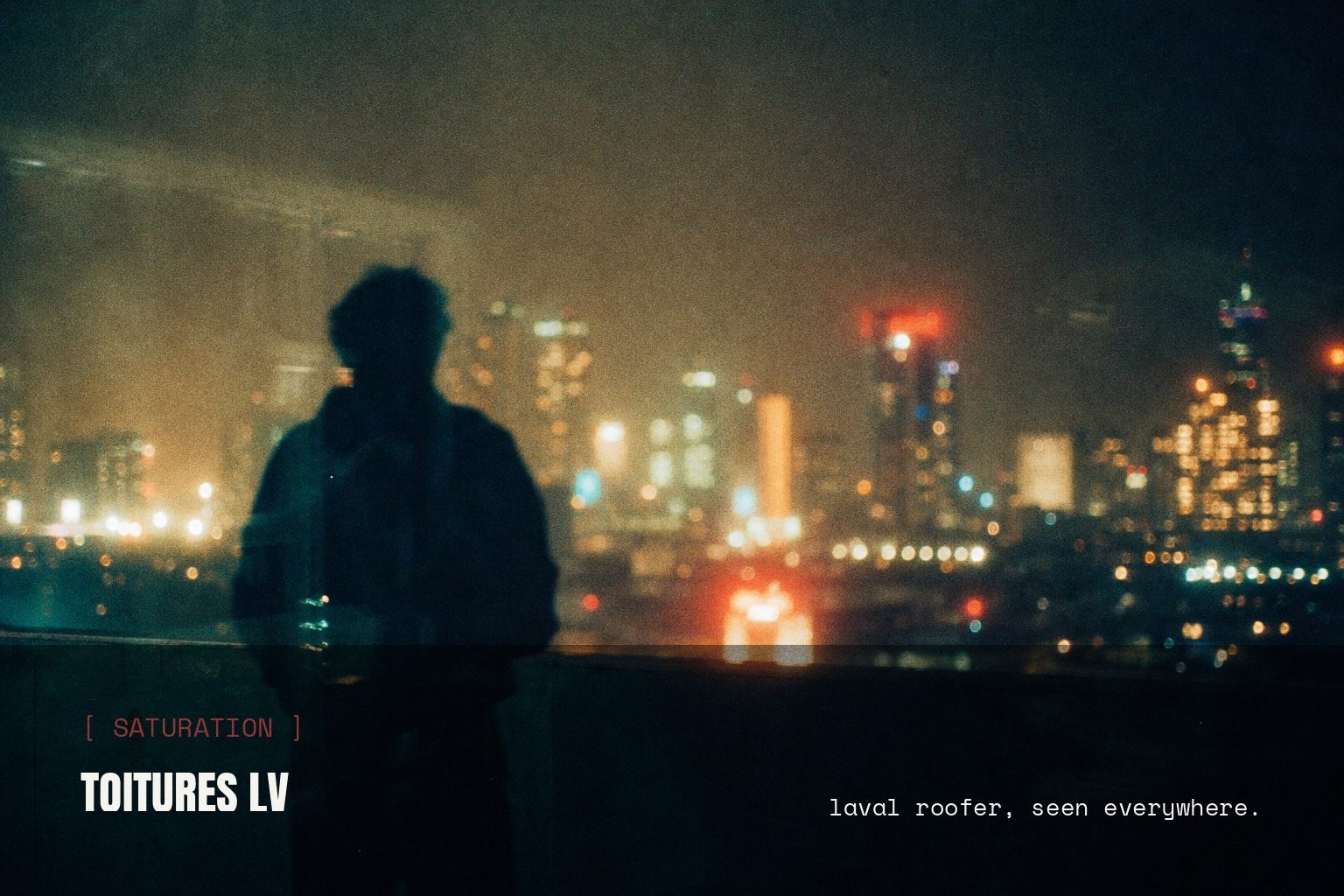 Toitures LV campaign render — blurred night street scene