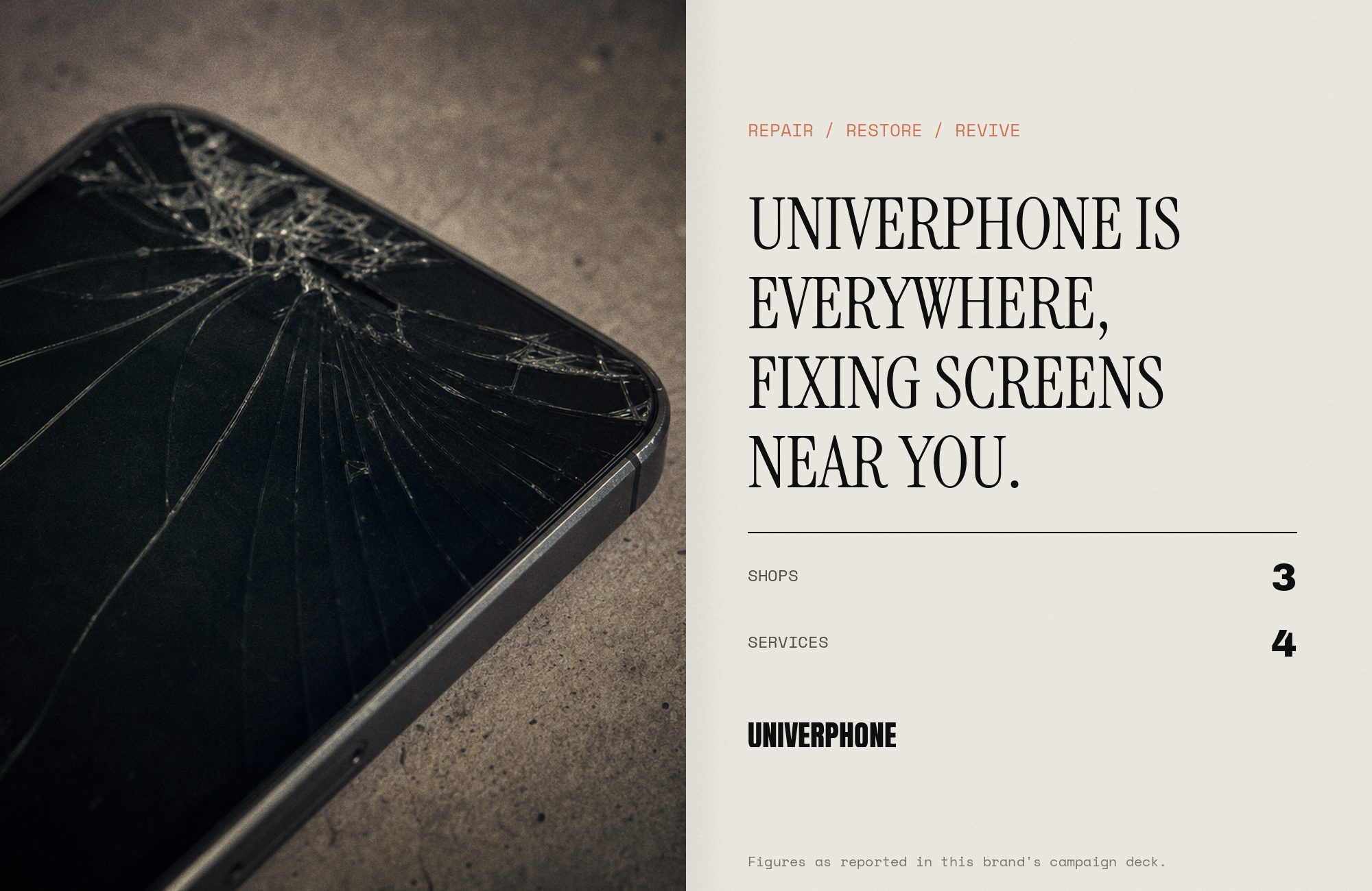 Univerphone campaign shown as a printed press spread