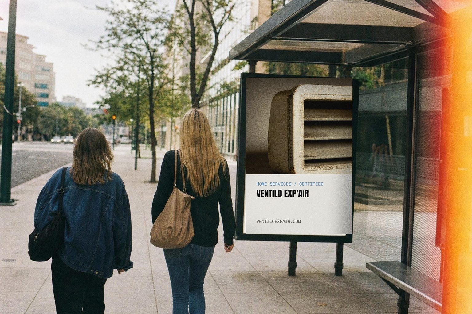 Ventilo Exp'Air poster in a bus shelter
