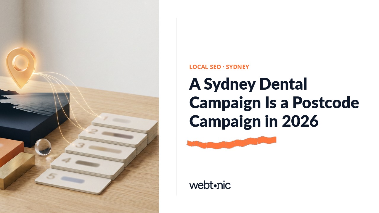 A Sydney Dental Campaign Is a Postcode Campaign in 2026 — Web Tonic blog thumbnail