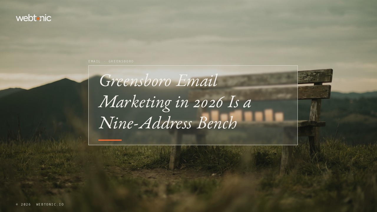 Greensboro Email Marketing in 2026 Is a Nine-Address Bench — Web Tonic blog thumbnail