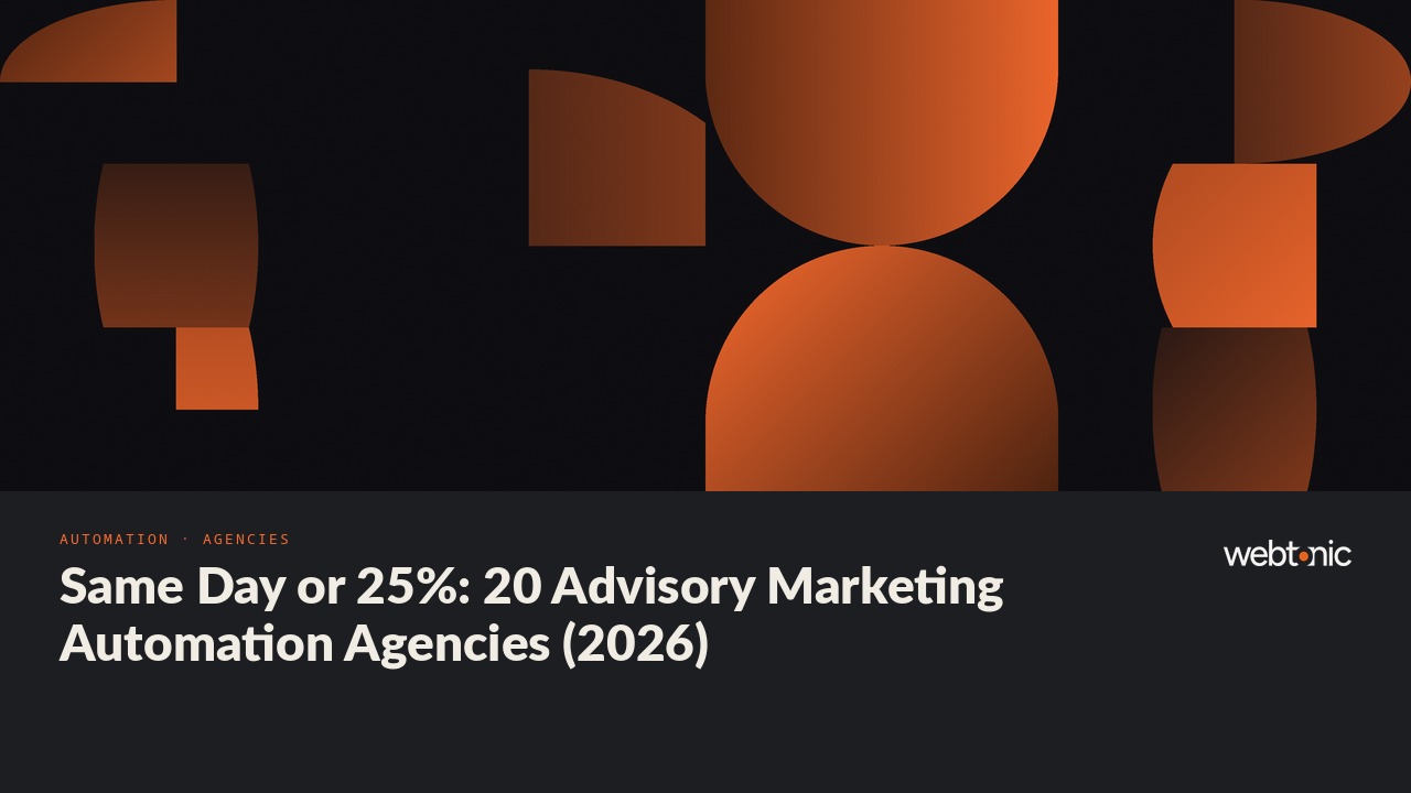Same Day or 25%: 20 Advisory Marketing Automation Agencies (2026) — Web Tonic blog thumbnail