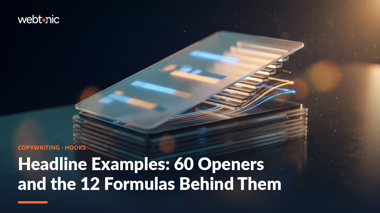 Headline Examples: 60 Openers and the 12 Formulas Behind Them — Web Tonic blog thumbnail