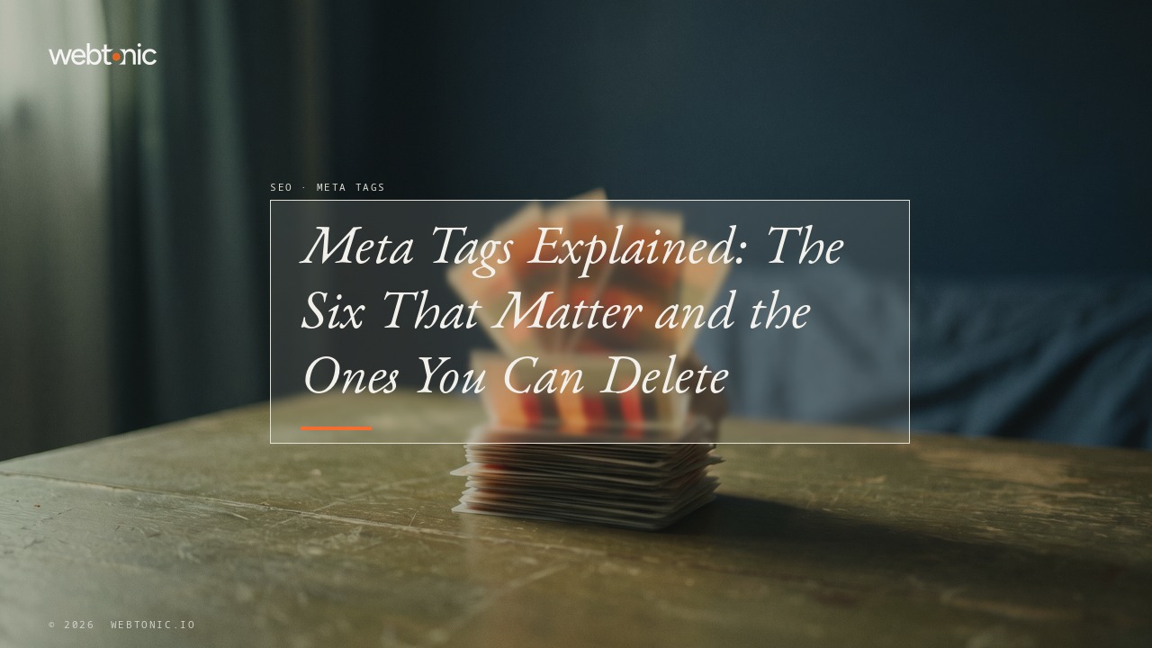 Meta Tags Explained: The Six That Matter and the Ones You Can Delete — Web Tonic blog thumbnail