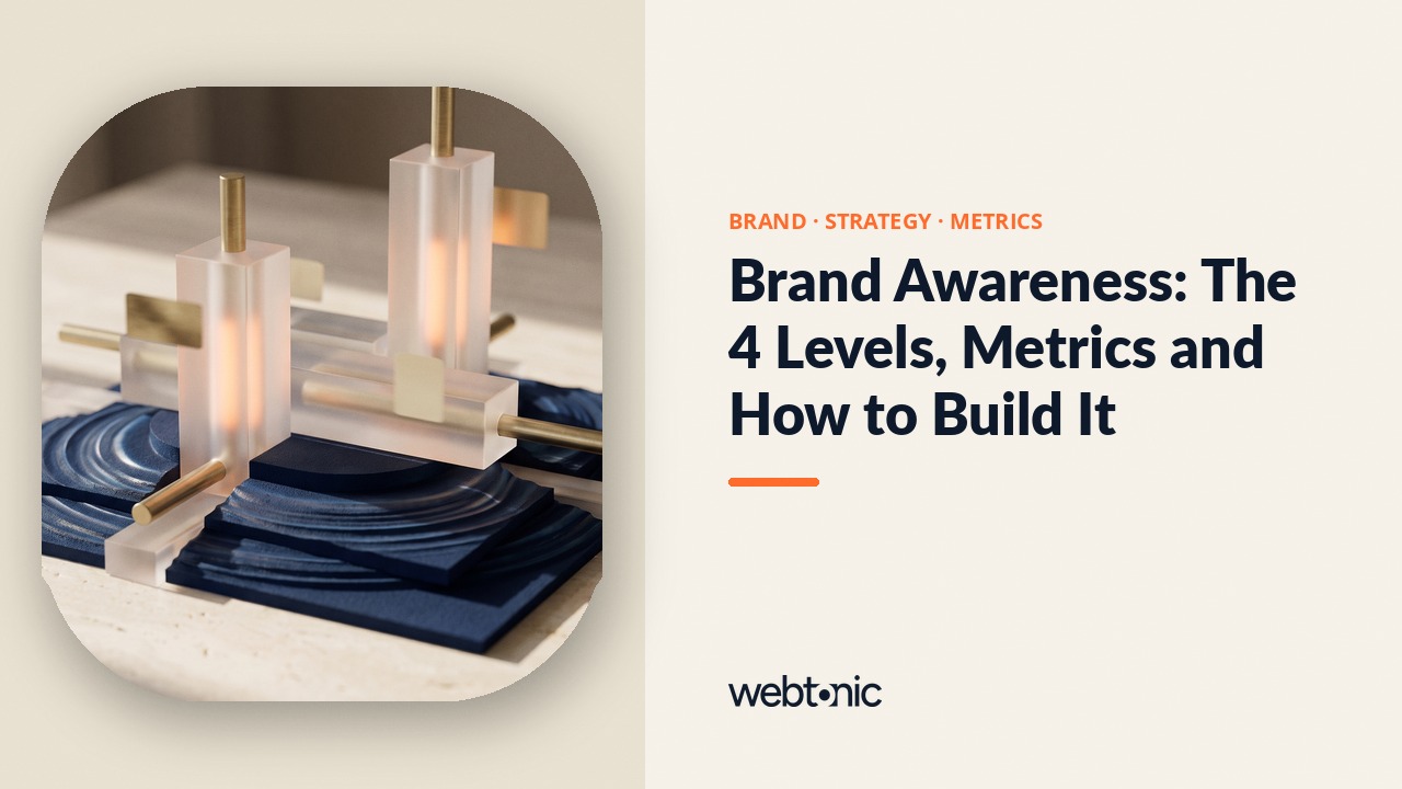 Brand Awareness: The 4 Levels, Metrics and How to Build It — Web Tonic blog thumbnail
