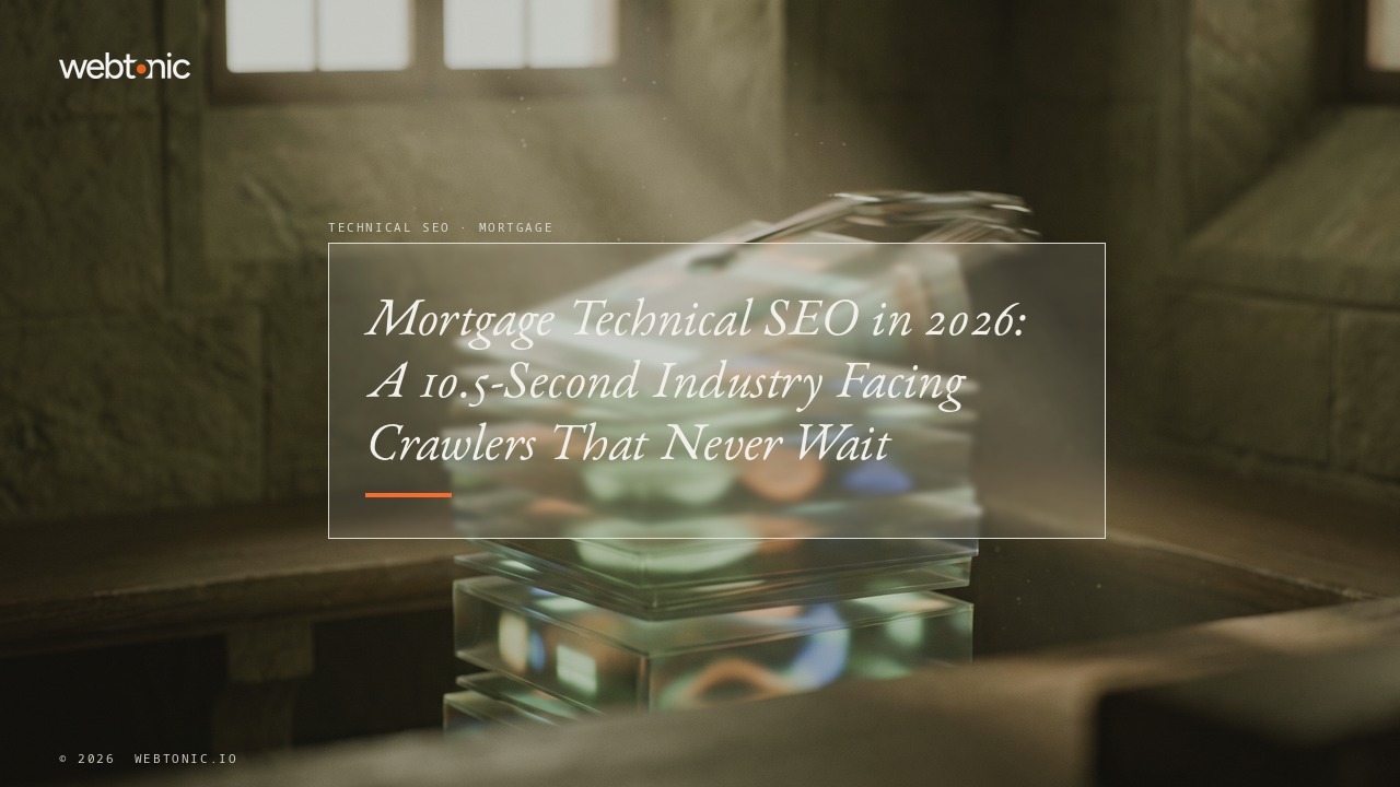 Mortgage Technical SEO in 2026: A 10.5-Second Industry Facing Crawlers That Never Wait — Web Tonic blog thumbnail