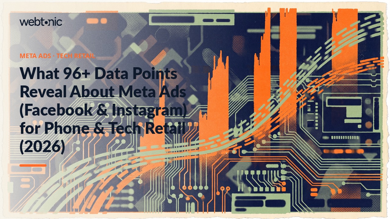What 96+ Data Points Reveal About Meta Ads (Facebook & Instagram) for Phone & Tech Retail (2026) — Web Tonic blog thumbnail