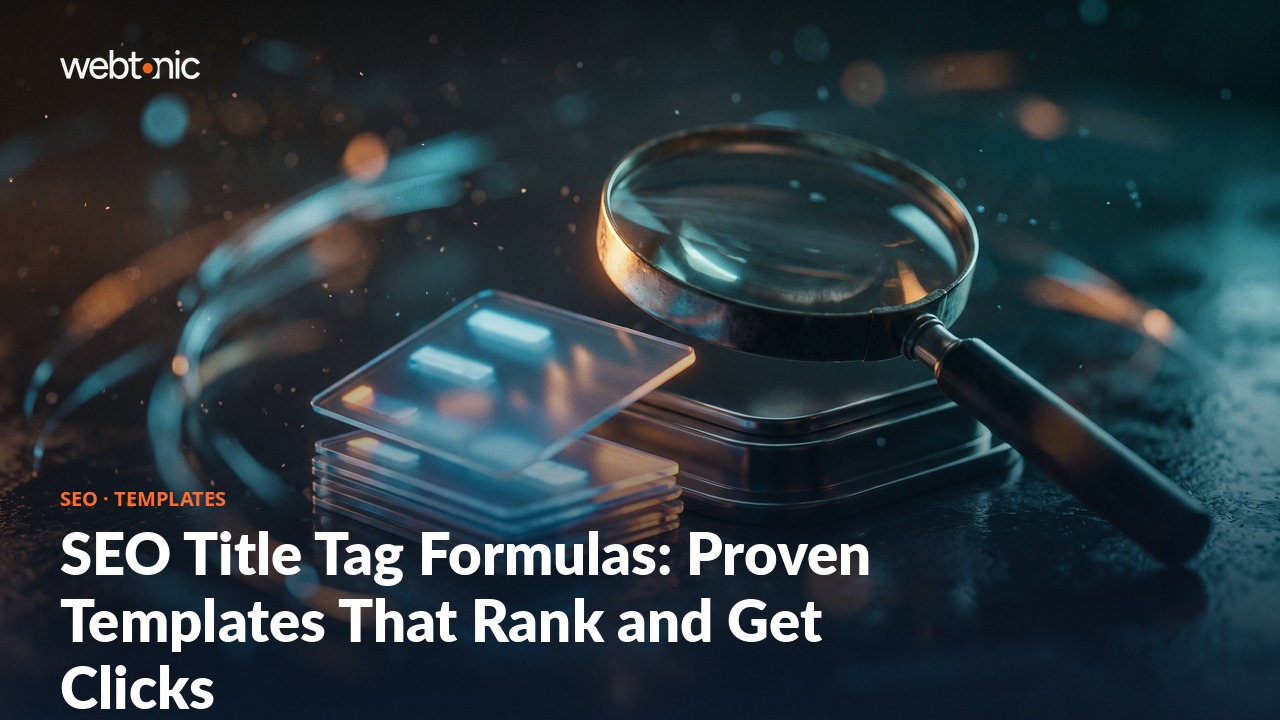 SEO Title Tag Formulas: Proven Templates That Rank and Get Clicks — Web Tonic blog thumbnail