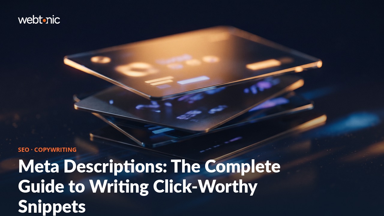 Meta Descriptions: The Complete Guide to Writing Click-Worthy Snippets — Web Tonic blog thumbnail