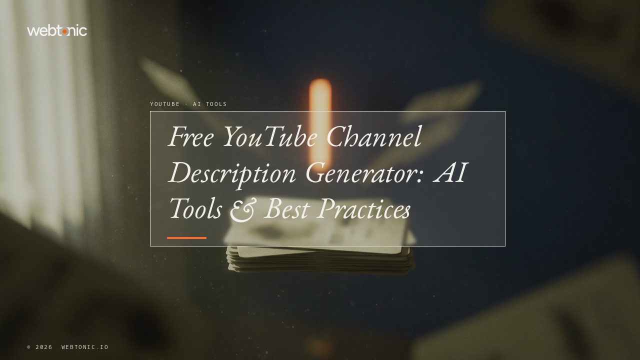 Free YouTube Channel Description Generator: AI Tools & Best Practices — Web Tonic blog thumbnail