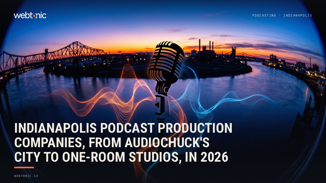 Indianapolis Podcast Production Companies, From audiochuck's City to One-Room Studios, in 2026 — Web Tonic blog thumbnail
