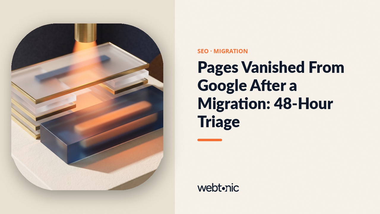 Pages Vanished From Google After a Migration: 48-Hour Triage — Web Tonic blog thumbnail