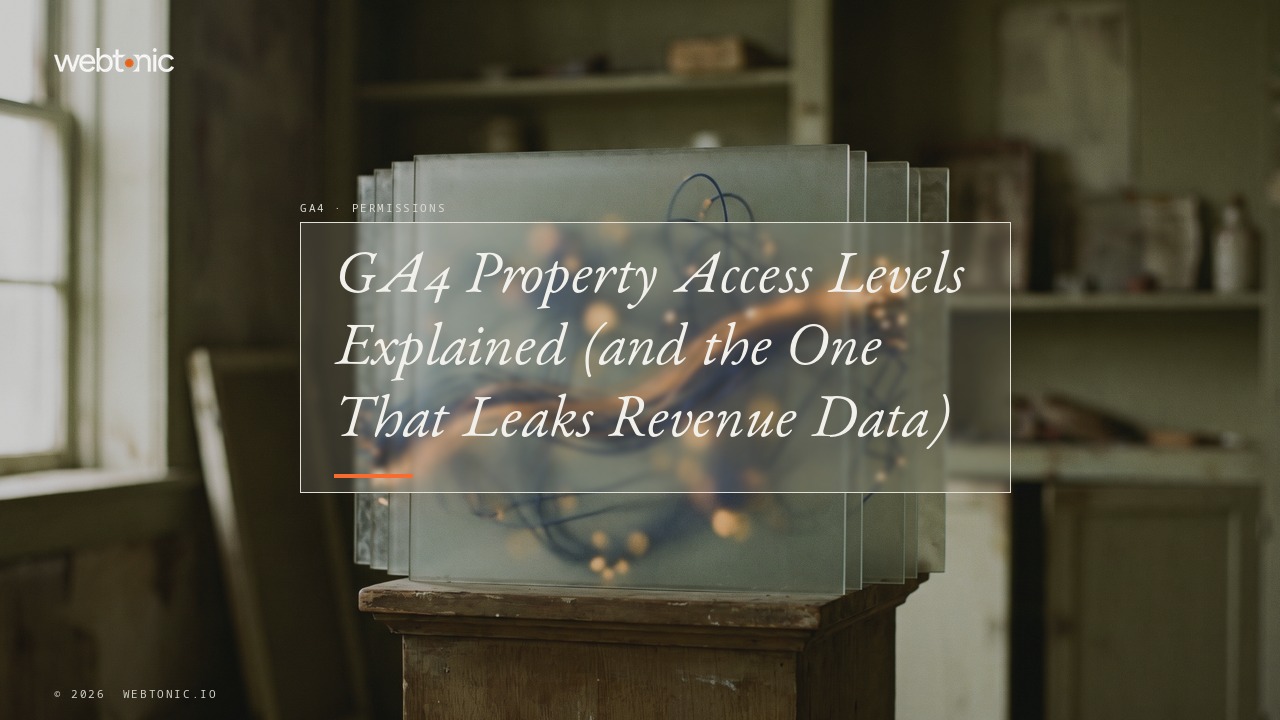 GA4 Property Access Levels Explained (and the One That Leaks Revenue Data) — Web Tonic blog thumbnail