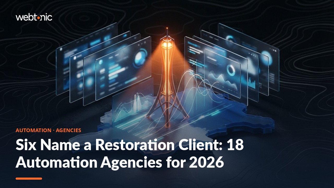 Six Name a Restoration Client: 18 Automation Agencies for 2026 — Web Tonic blog thumbnail