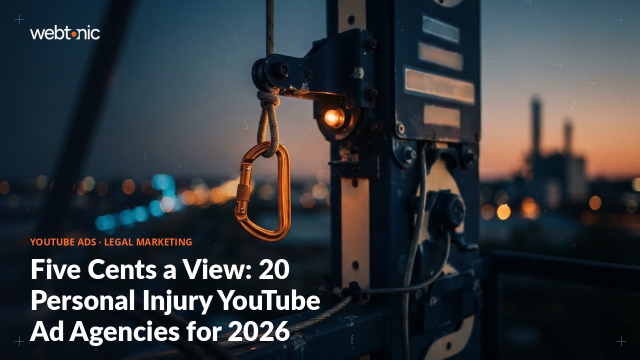 Five Cents a View: 20 Personal Injury YouTube Ad Agencies for 2026 — Web Tonic blog thumbnail