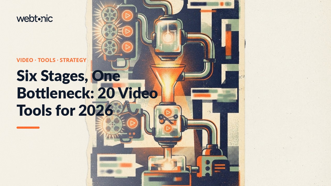 Six Stages, One Bottleneck: 20 Video Tools for 2026 — Web Tonic blog thumbnail