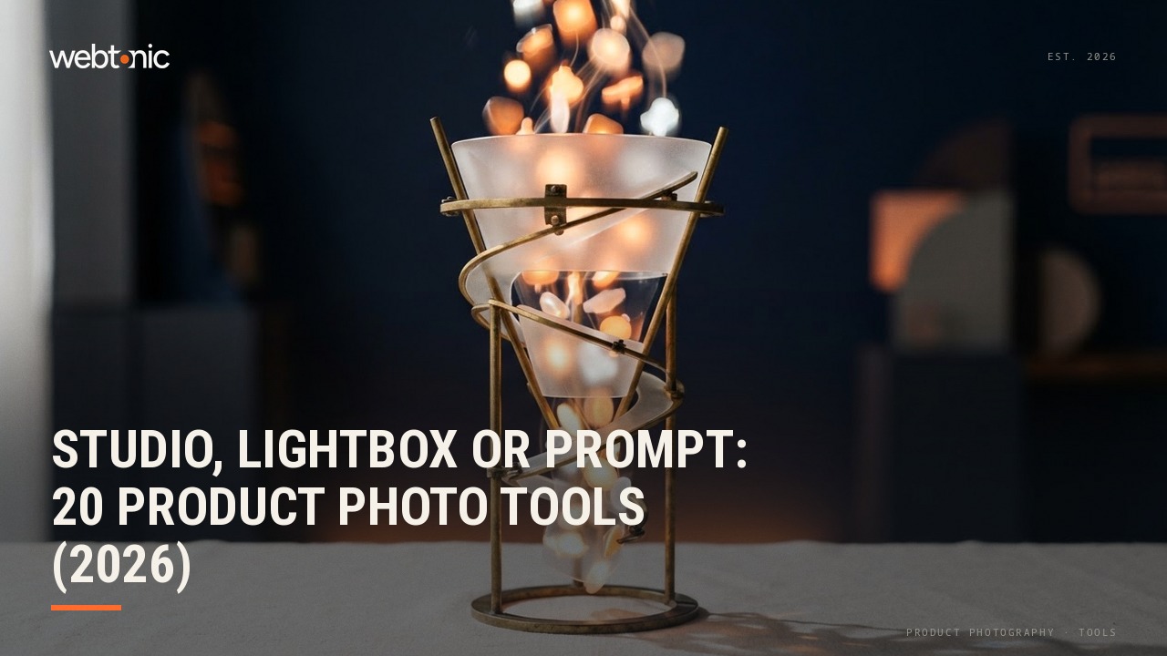 Studio, Lightbox or Prompt: 20 Product Photo Tools (2026) — Web Tonic blog thumbnail