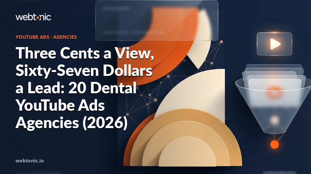 Three Cents a View, Sixty-Seven Dollars a Lead: 20 Dental YouTube Ads Agencies (2026) — Web Tonic blog thumbnail
