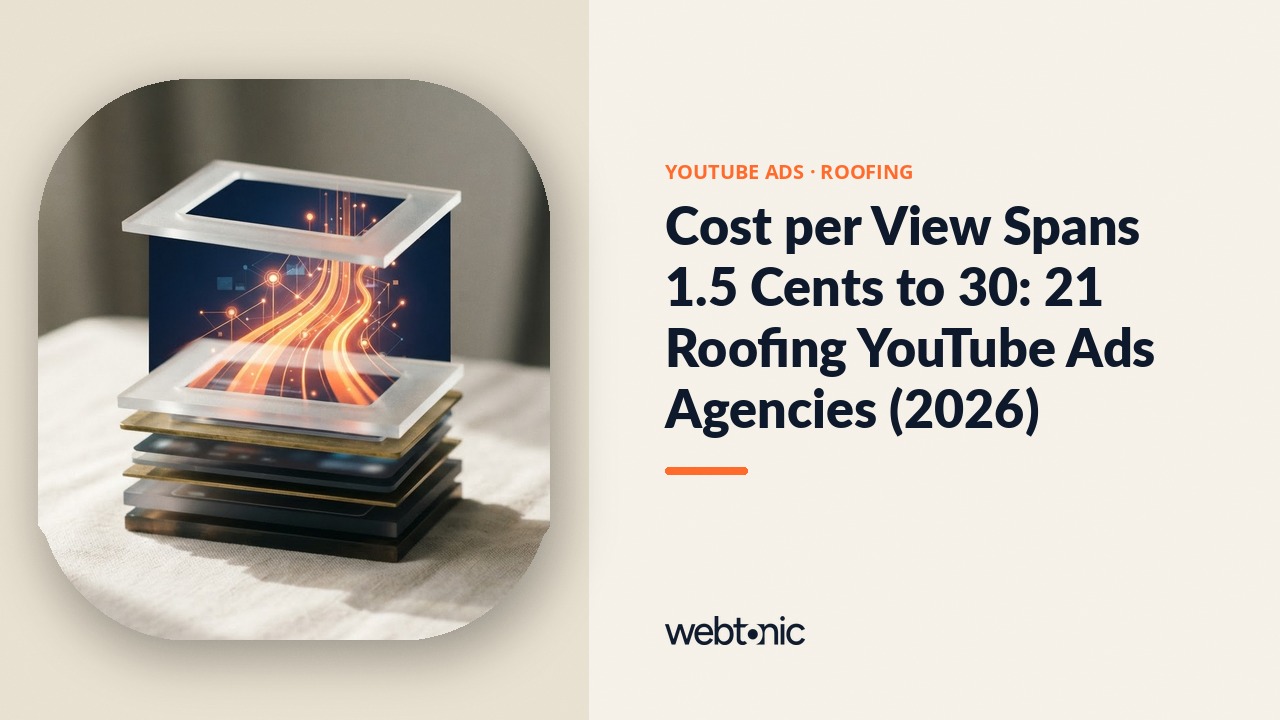 Cost per View Spans 1.5 Cents to 30: 21 Roofing YouTube Ads Agencies (2026) — Web Tonic blog thumbnail