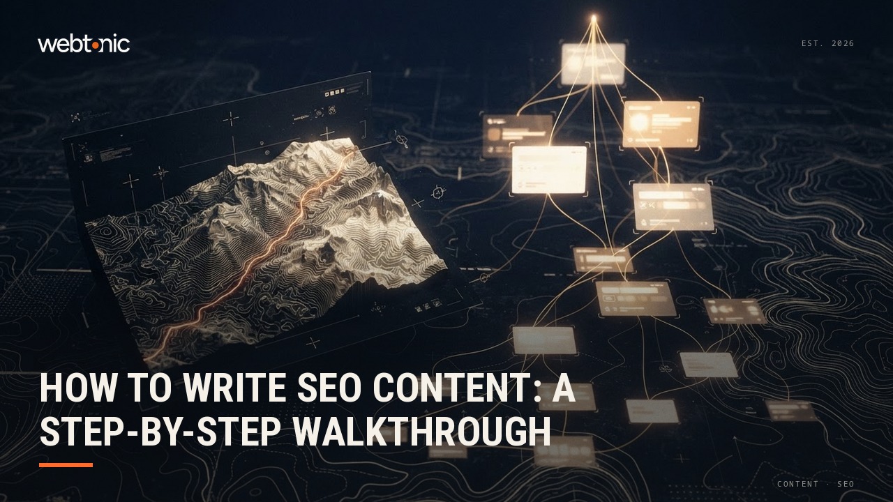How to Write SEO Content: A Step-by-Step Walkthrough — Web Tonic blog thumbnail