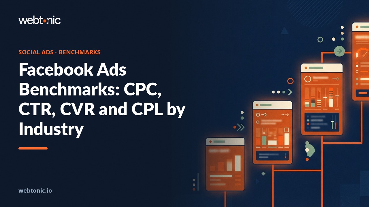 Facebook Ads Benchmarks: CPC, CTR, CVR and CPL by Industry — Web Tonic blog thumbnail