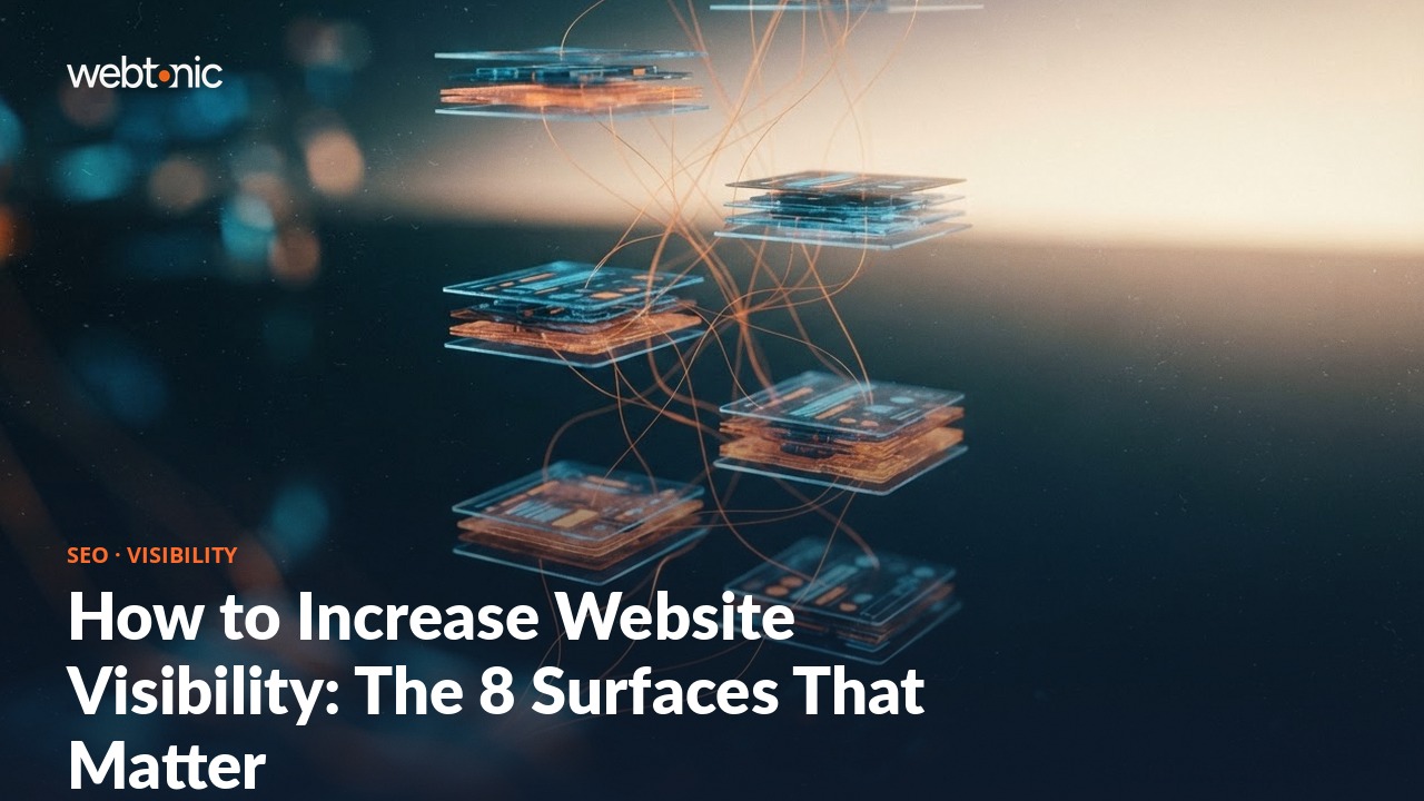 How to Increase Website Visibility: The 8 Surfaces That Matter — Web Tonic blog thumbnail