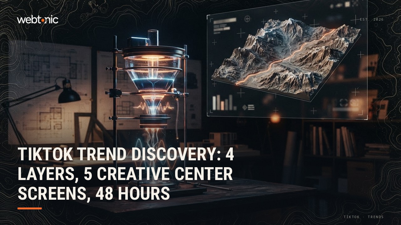 TikTok Trend Discovery: 4 Layers, 5 Creative Center Screens, 48 Hours — Web Tonic blog thumbnail