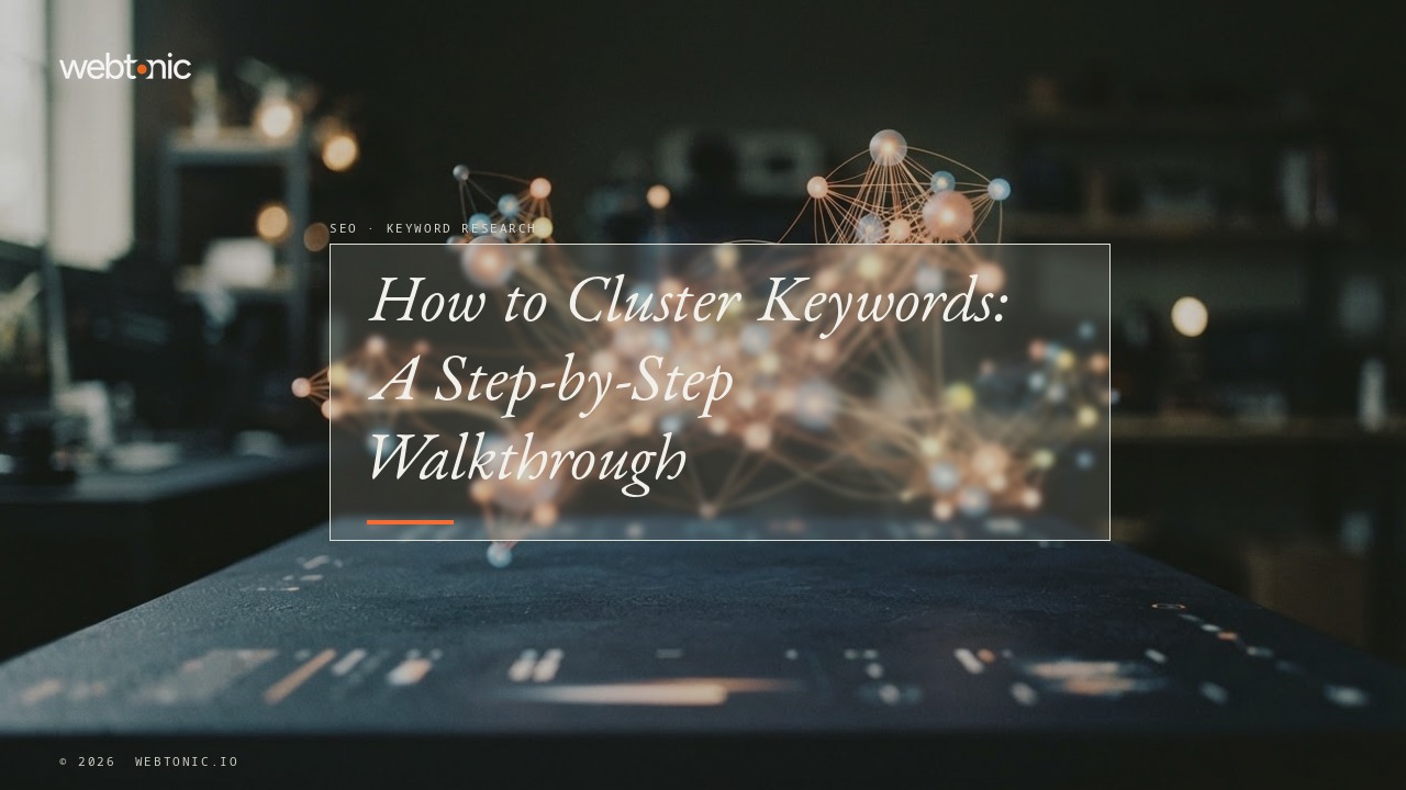 How to Cluster Keywords: A Step-by-Step Walkthrough — Web Tonic blog thumbnail