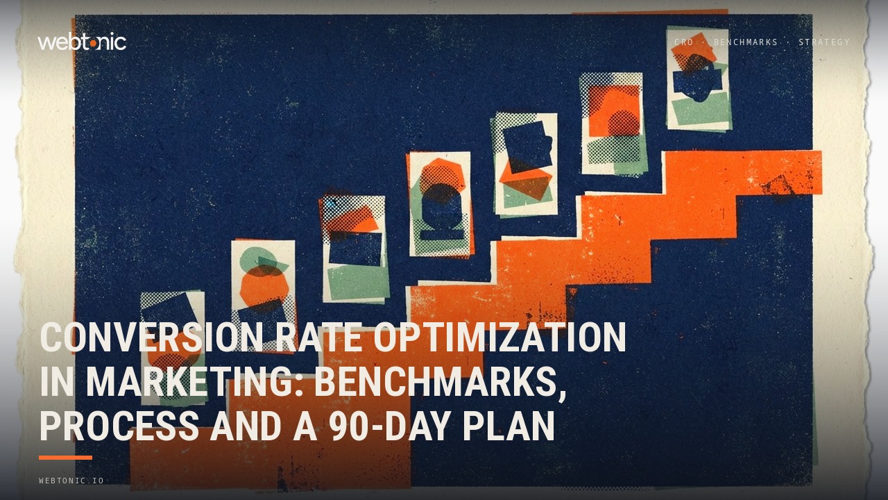 Conversion Rate Optimization in Marketing: Benchmarks, Process and a 90-Day Plan — Web Tonic blog thumbnail