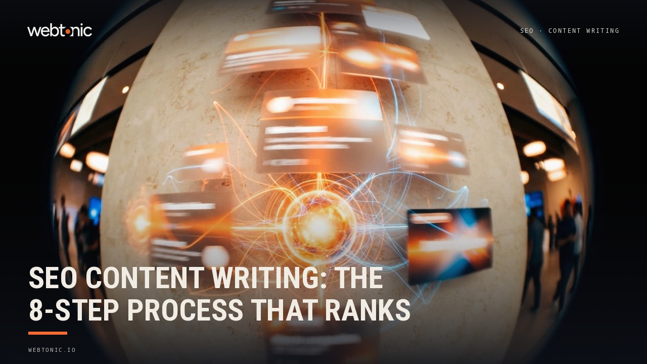 SEO Content Writing: The 8-Step Process That Ranks — Web Tonic blog thumbnail