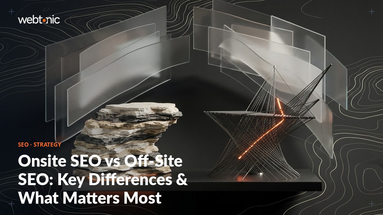 Onsite SEO vs Off-Site SEO: Key Differences & What Matters Most — Web Tonic blog thumbnail