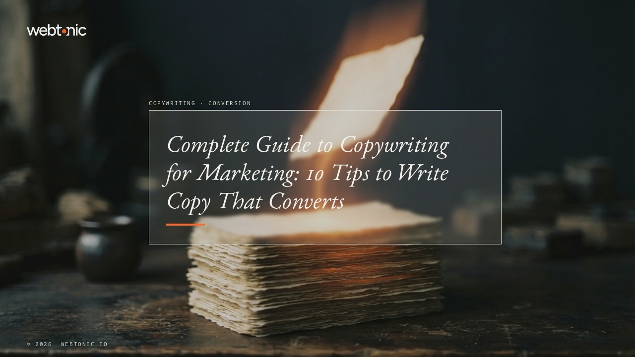 Complete Guide to Copywriting for Marketing: 10 Tips to Write Copy That Converts — Web Tonic blog thumbnail