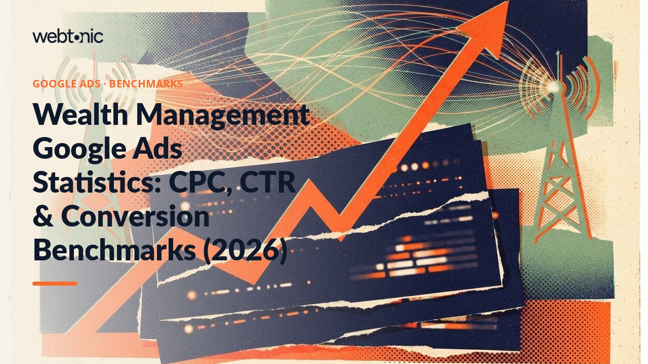 Wealth Management Google Ads Statistics: CPC, CTR & Conversion Benchmarks (2026) — Web Tonic blog thumbnail