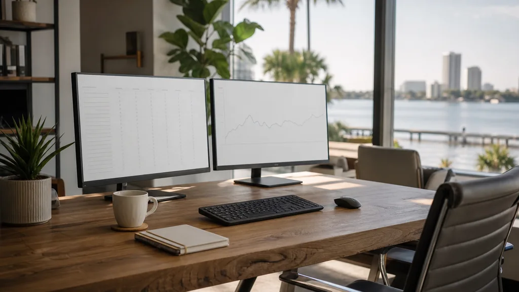 Photograph of an empty Tampa marketing agency workspace with desks, screens and daylight, used as the opening image for this comparison of Tampa SEO agencies