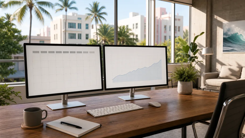 Photograph of an empty Miami marketing agency workspace with desks, screens and daylight, used as the opening image for this comparison of Miami social media management agencies