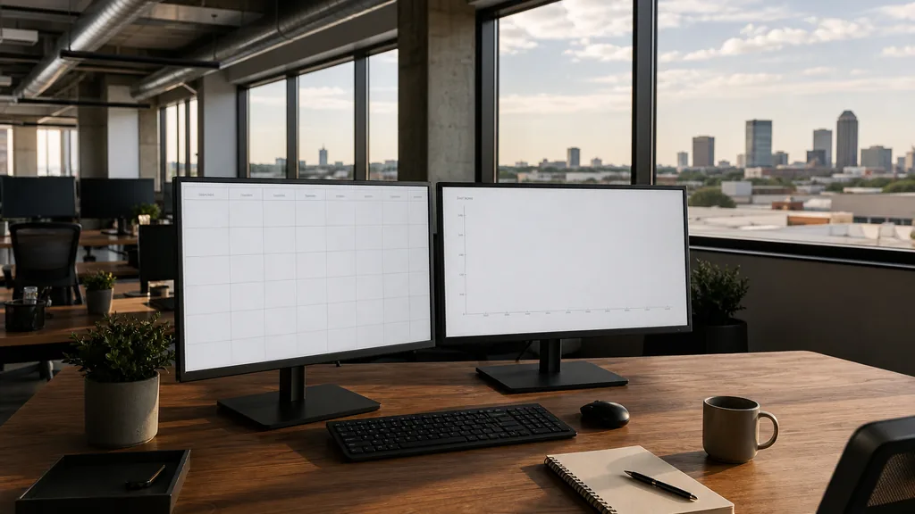 Photograph of an empty Dallas marketing agency workspace with desks, screens and daylight, used as the opening image for this comparison of Dallas social media management agencies